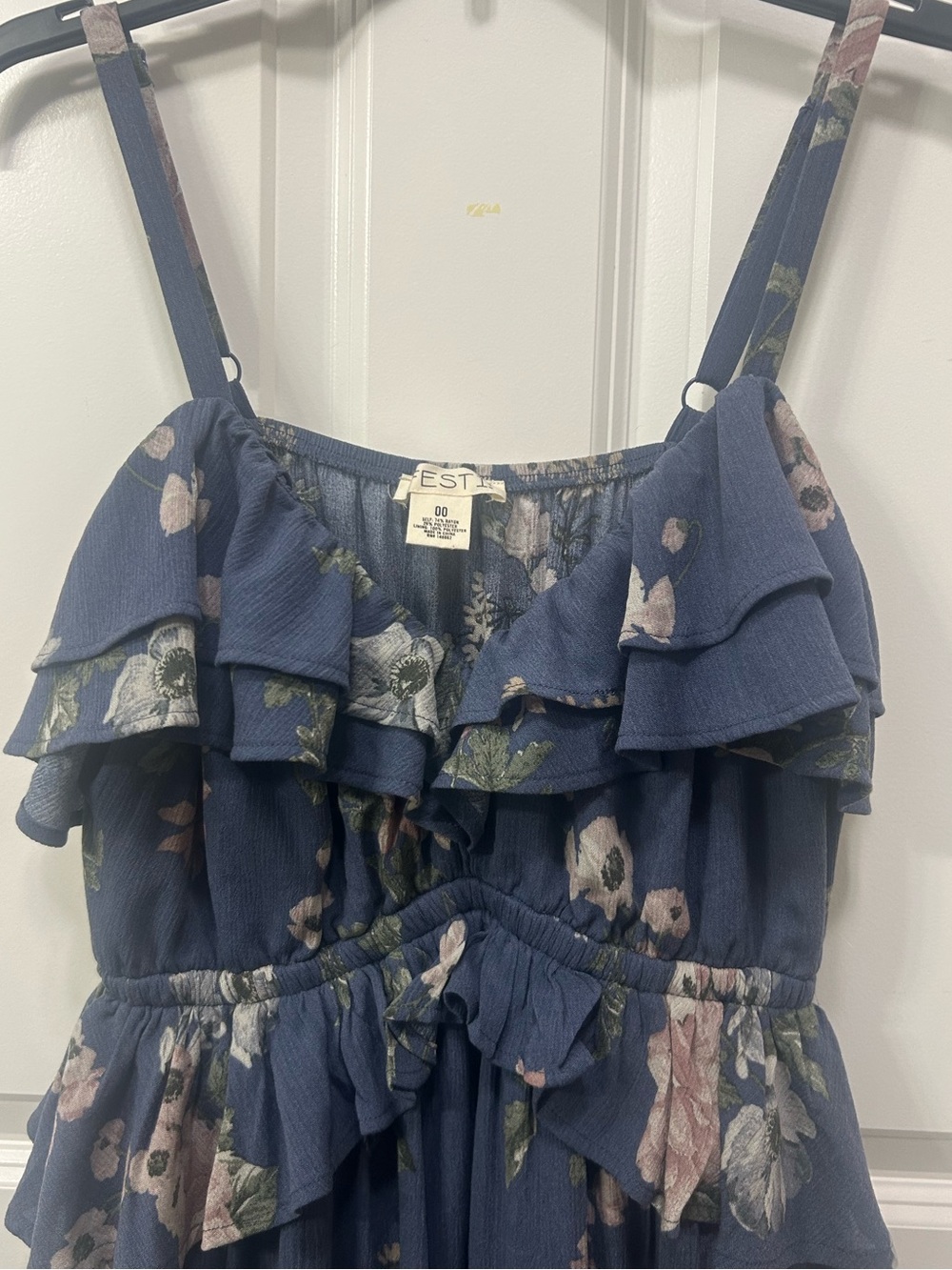torrid Floral Ruffled Maxi Dress Divine Diana Floral Navy NWOT SIZE 00 /Fit14-16 - Picture 8 of 12
